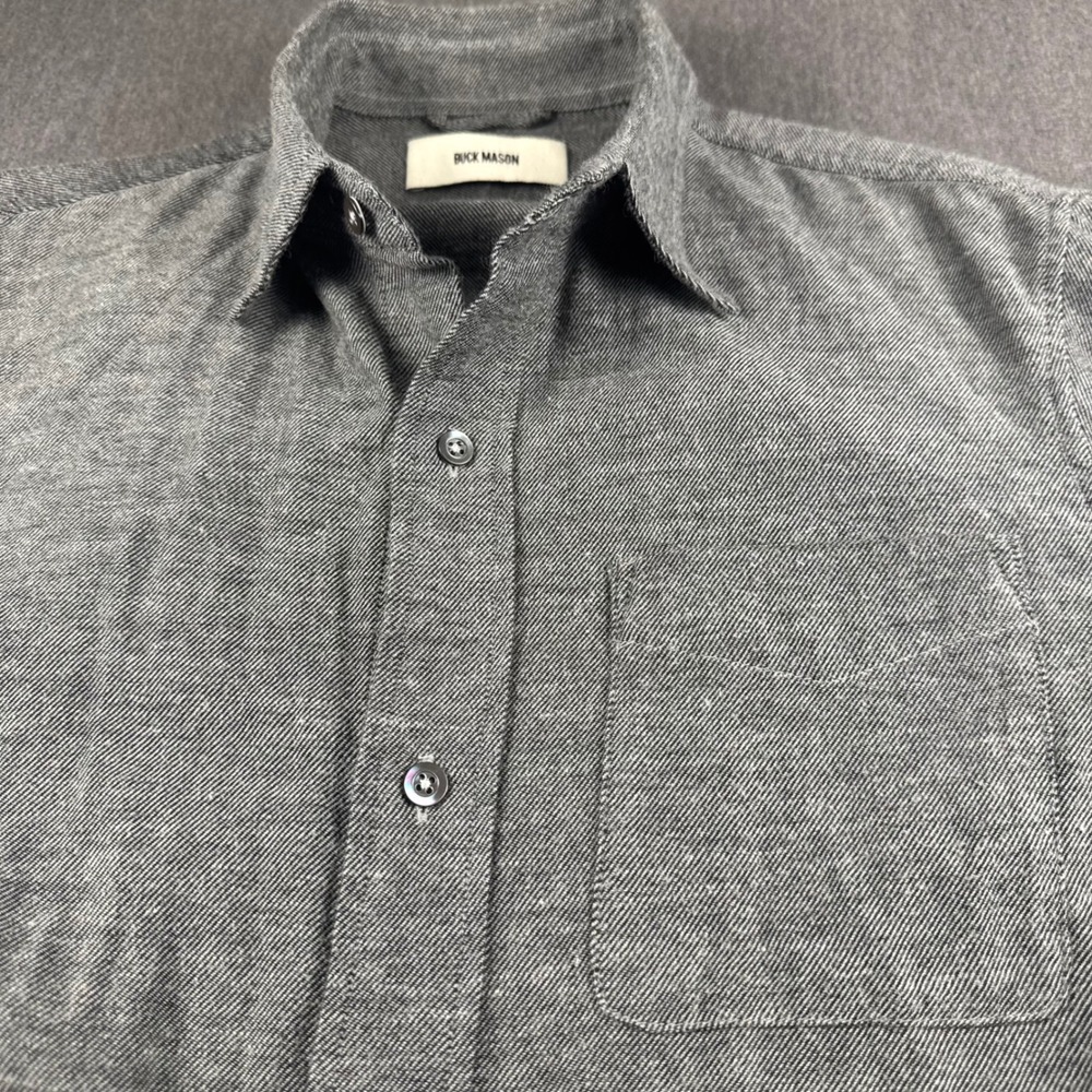 Buck Mason Gray Herringbone Button-Down Shirt